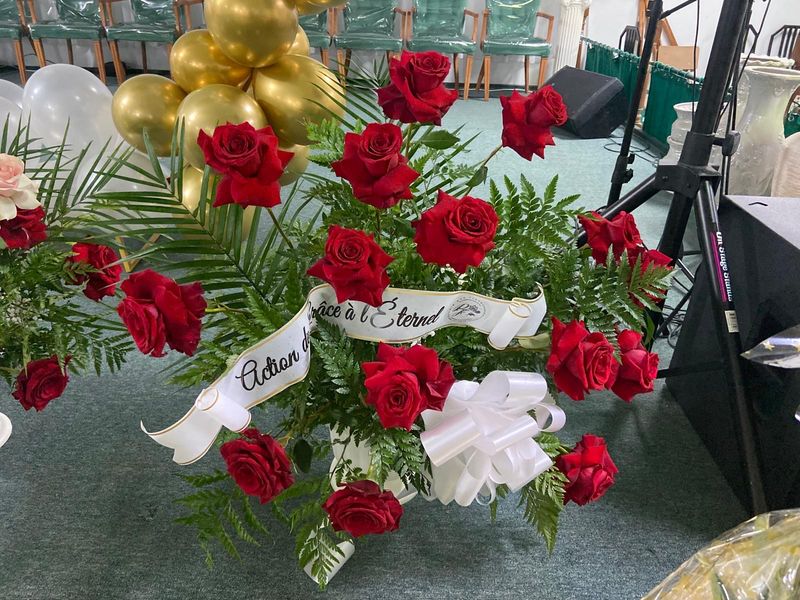 Red roses basket 