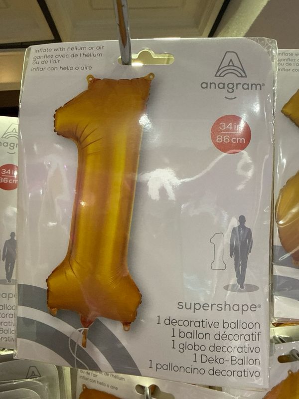 Ballon mylar, 34 pouces, chiffre 1