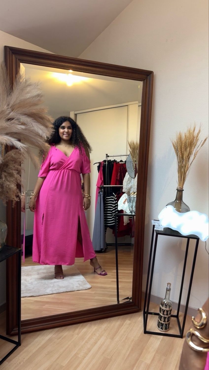 Robe longue fluide rose
