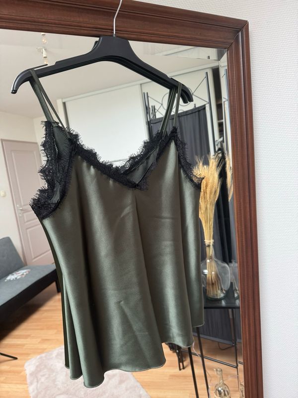 Débardeur satiné kaki