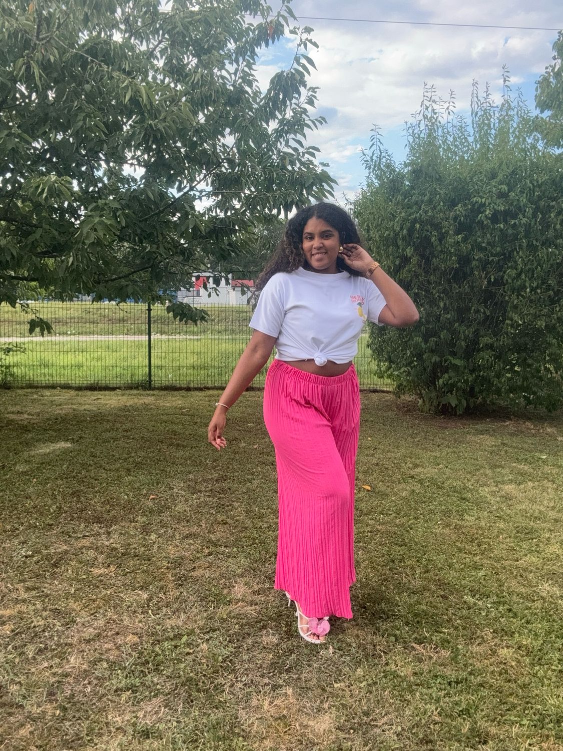 Pantalon plissé rose