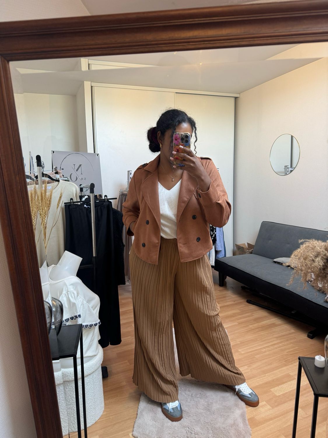 Pantalon plissé marron