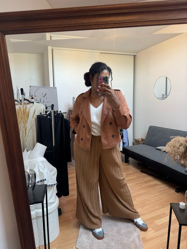Pantalon plissé marron