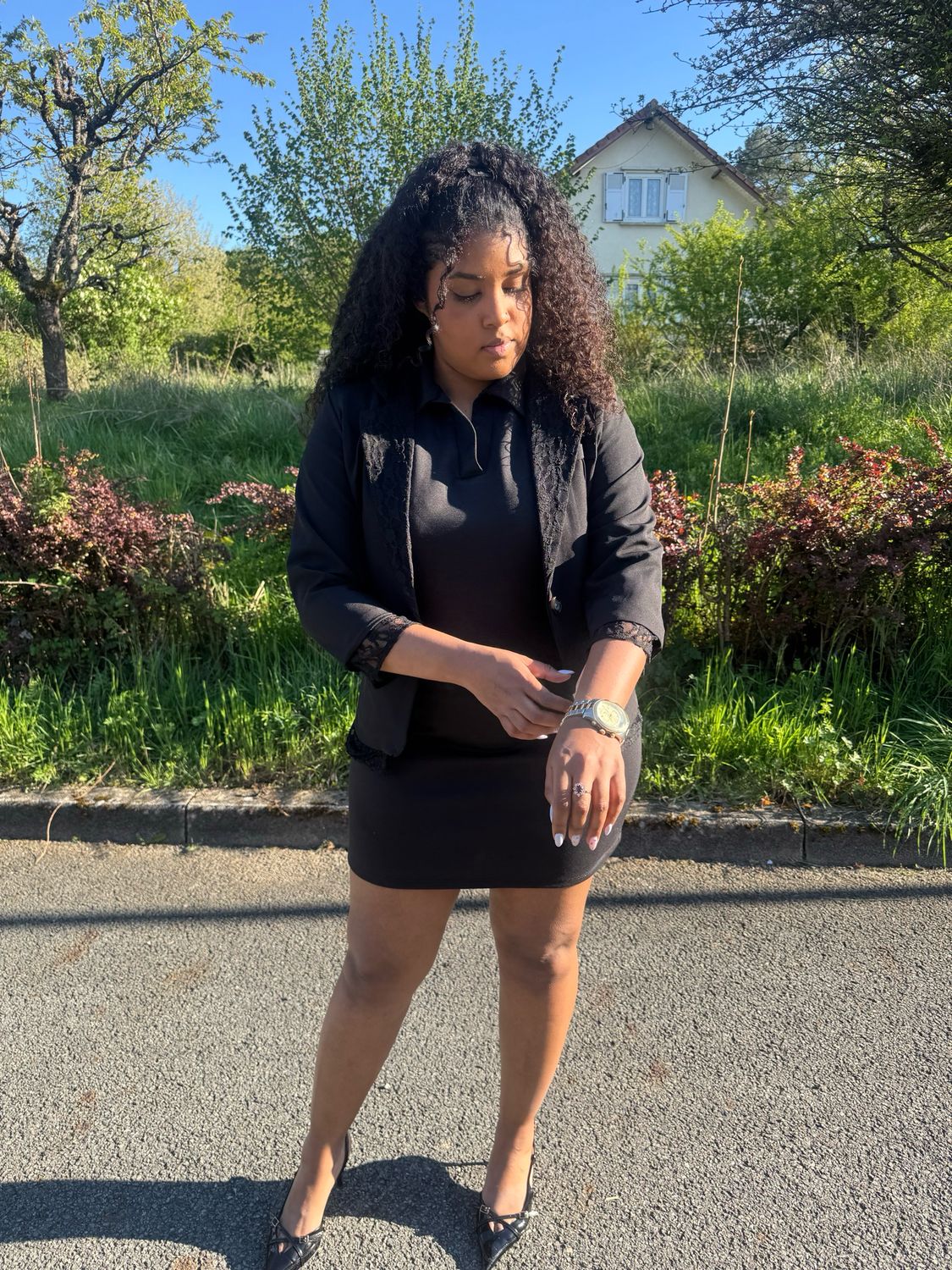 Veste blazer détail dentelle