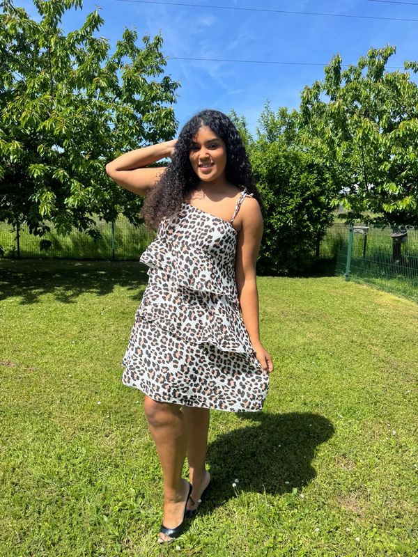 Robe en gaz de coton léopard