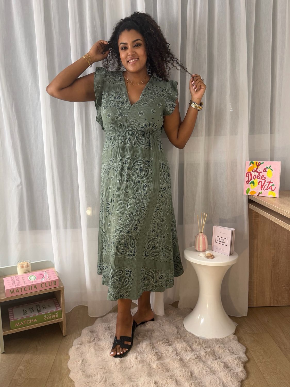 Robe kaki imprimée bandana
