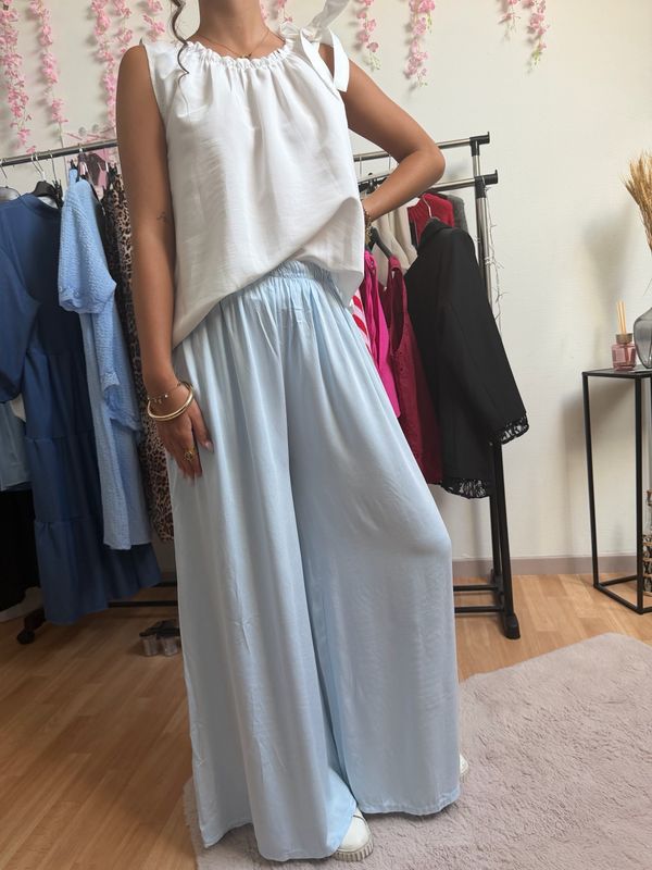 Pantalon fluide bleu ciel