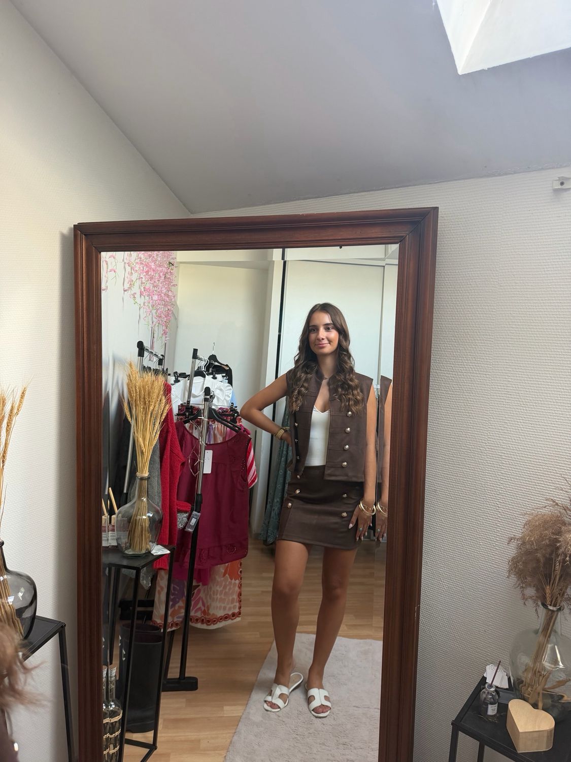 Ensemble marron en daim