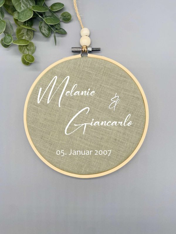 Stickrahmen "Hochzeit" Handschrift