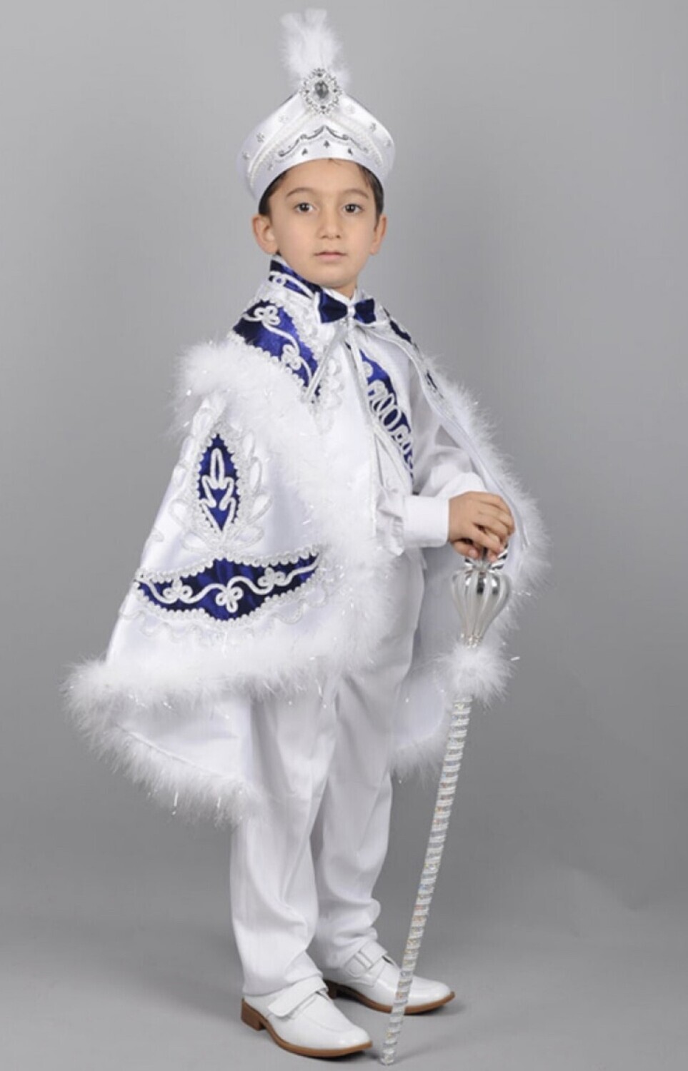 Witte/Donkerblauw Pelerin Besnijdenis Pak