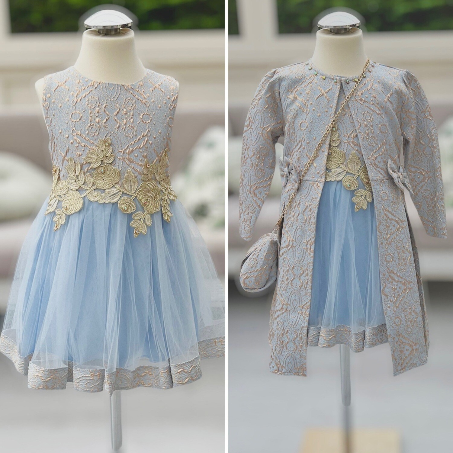 Blauwe jurk 3 delig set