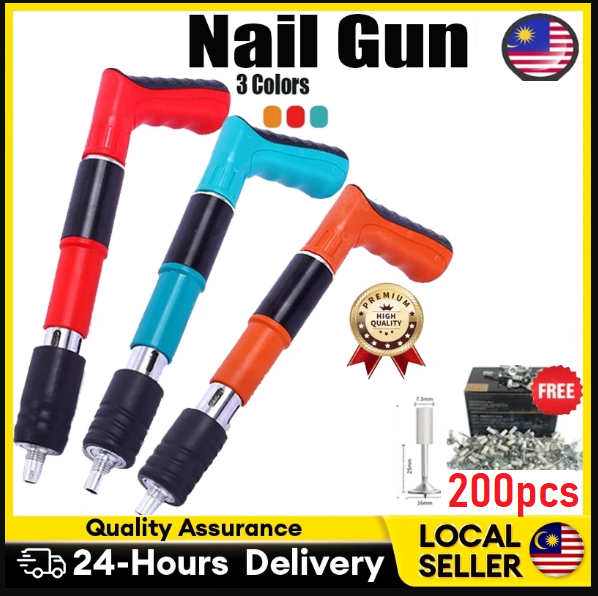 NAIL GUN RIVET GUN MANUAL STEEL NAILGUN HI-QUALITY BRANDED MANUAL ADVANCE + 200Pcs FREE NAILS @ AMAZING CHEAP in MALAYSIA