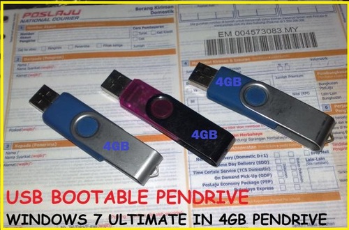 USB PENDRIVE 4GB for WINDOWS 7 BOOTABLE