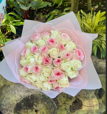 36 Roses Pink & White Hand-Bouquet
