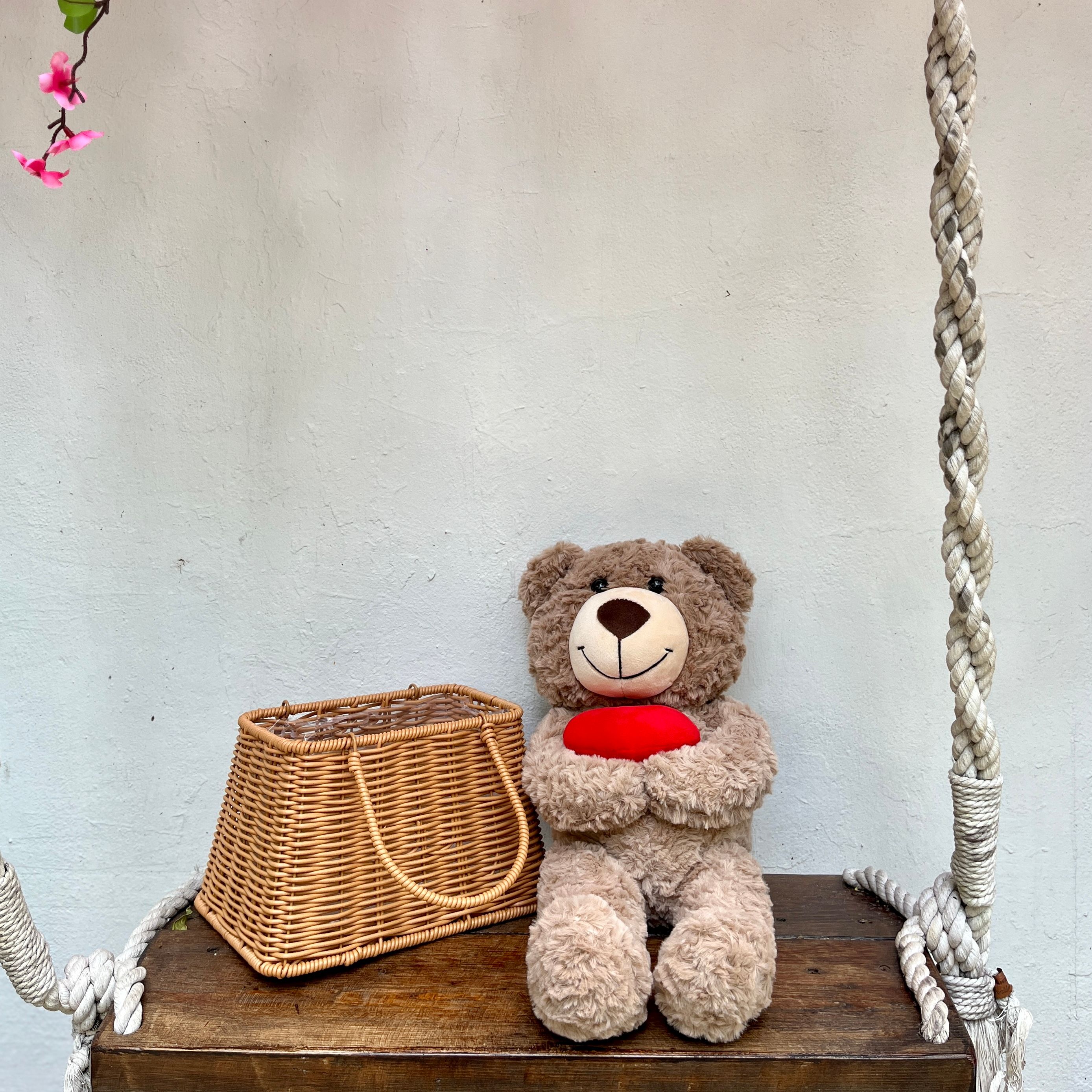 TEDDY PLUSH BEAR WITH HEART 20in (Brown)