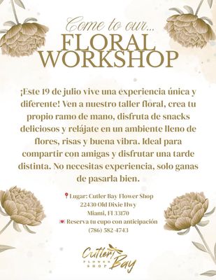 Floral Workshop  Sábado 19 de Julio