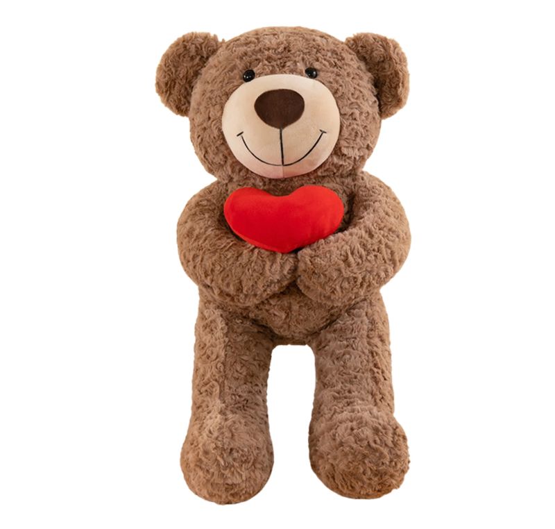 TEDDY PLUSH BEAR WITH HEART 27IN (brown )