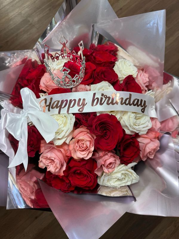 Happy Birthday Bouquet 50 Roses