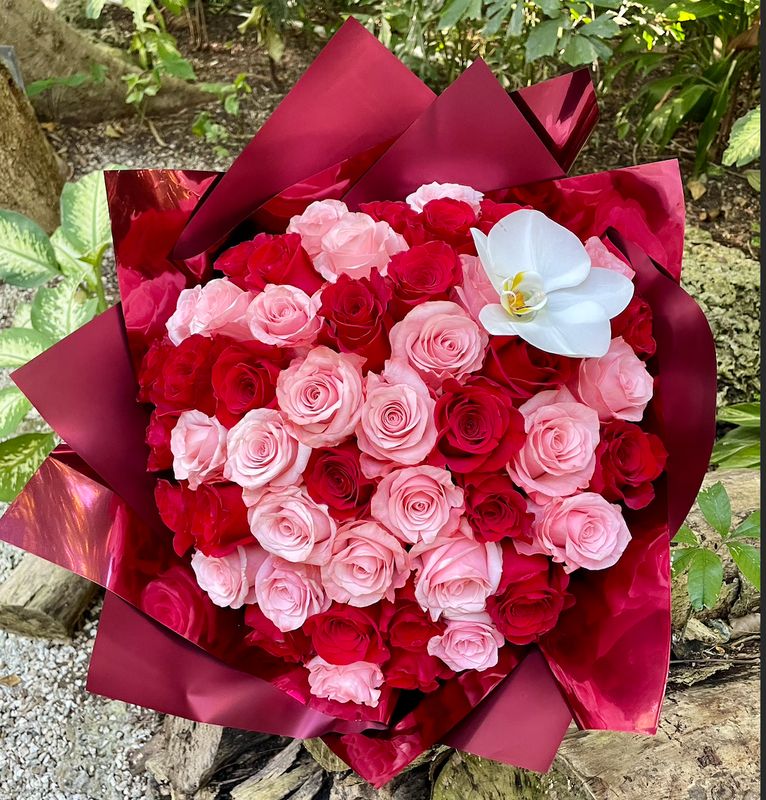 50 Roses Red & Pink