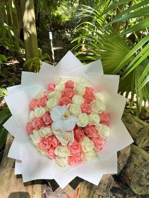 50 Roses white and pink