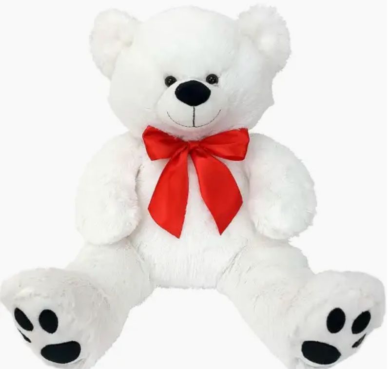 20" Stuffed Plush Bear with Red Ribbon