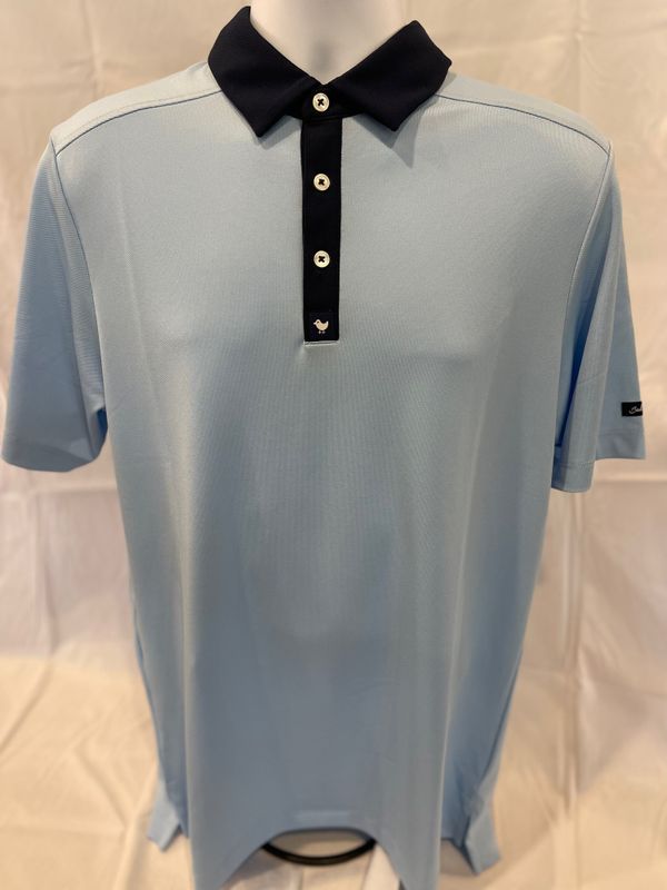 Bad Birdie Sky Blue Pique Polo Mens XL