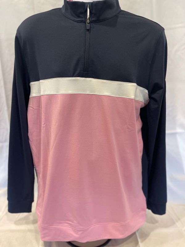 Pure Colorblock 1/4 zip Navy/Pinkl Icing - large