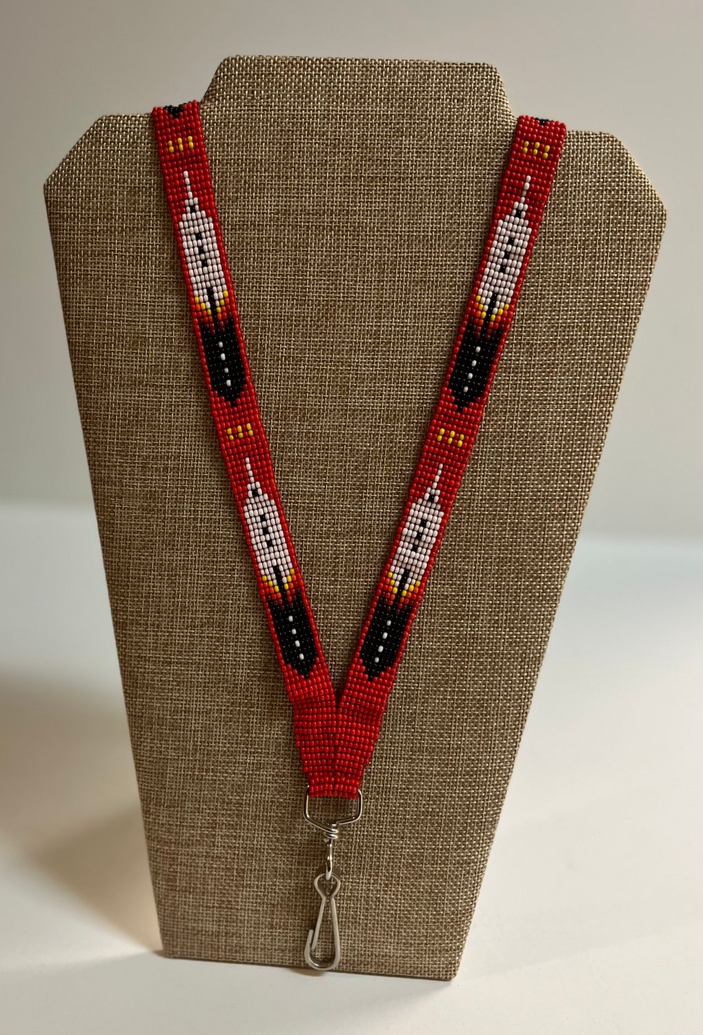 Flat Beaded Lanyards, Color: Red