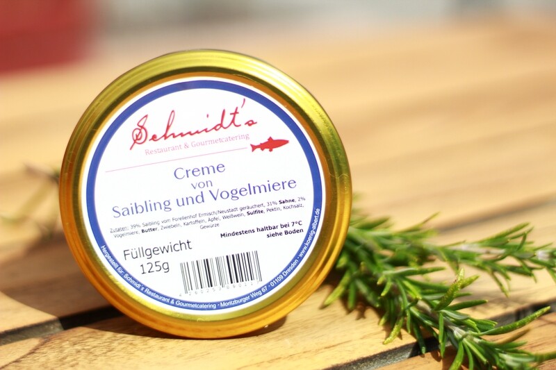 Creme von Saibling und Vogelmiere (zur Abholung, täglich verfügbar) Creme von Saibling und Vogelmiere (zur Abholung, täglich verfügbar)