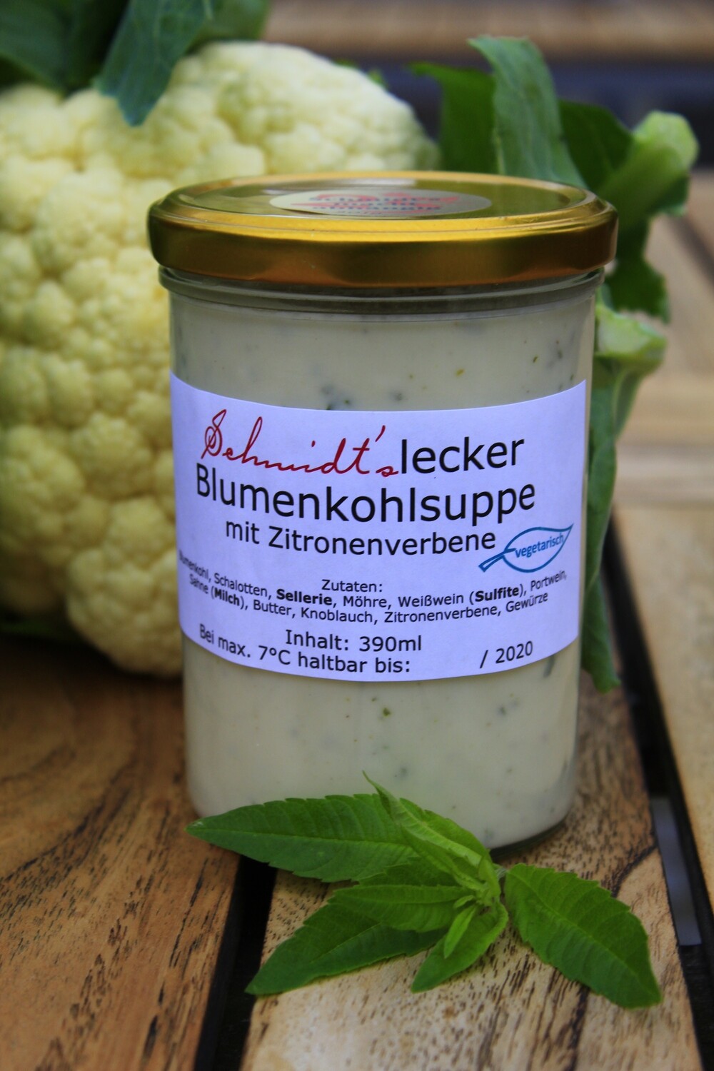 Schmidt's lecker Blumenkohlsuppe mit Zitronenverbene - vegetarisch (zur Abholung) Schmidt's lecker Blumenkohlsuppe mit Zitronenverbene - vegetarisch (zur Abholung)