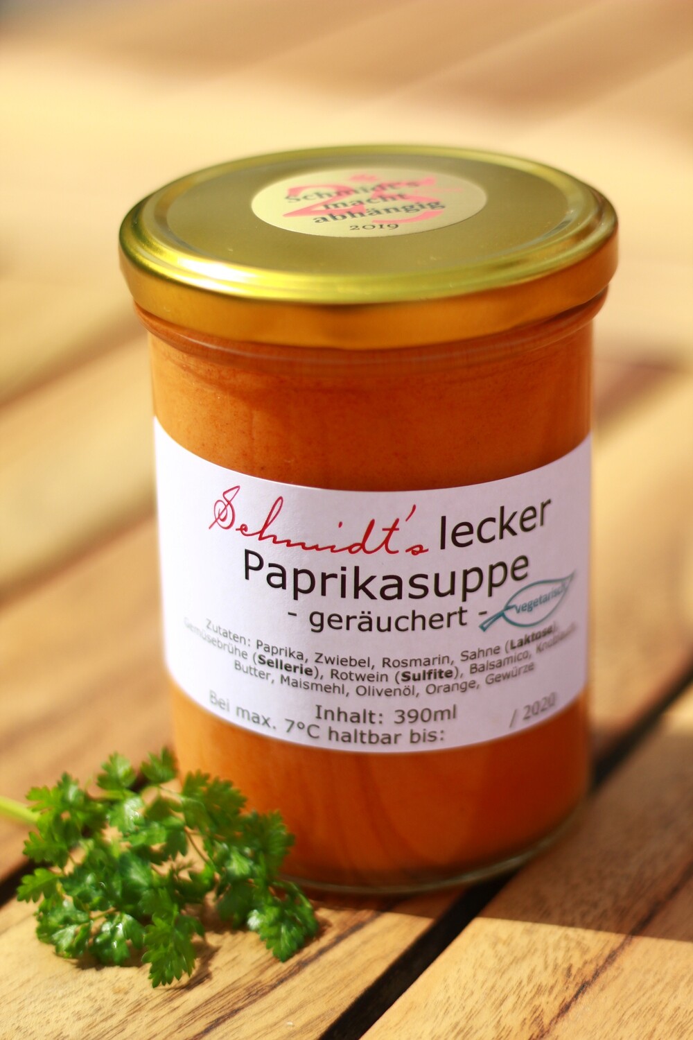 Schmidt's lecker Paprikasuppe - geräuchert und vegetarisch (zur Abholung) Schmidt's lecker Paprikasuppe - geräuchert und vegetarisch (zur Abholung)