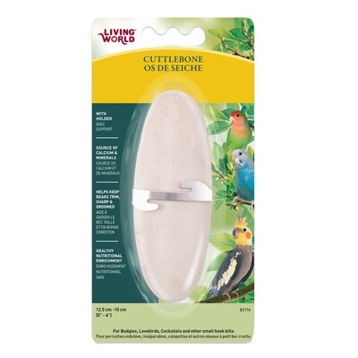 Living World Cuttlebone with Holder - Medium - 13.5 - 15 cm (5in - 6in)