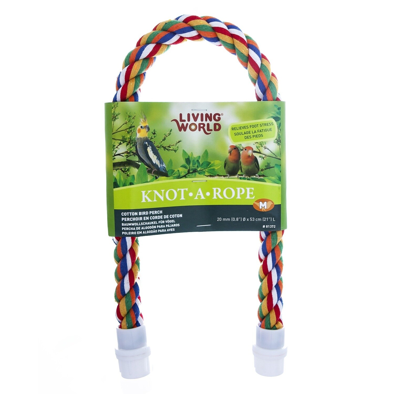 Living World Multi-Coloured Cotton Perch - 20 mm dia x 53 cm L