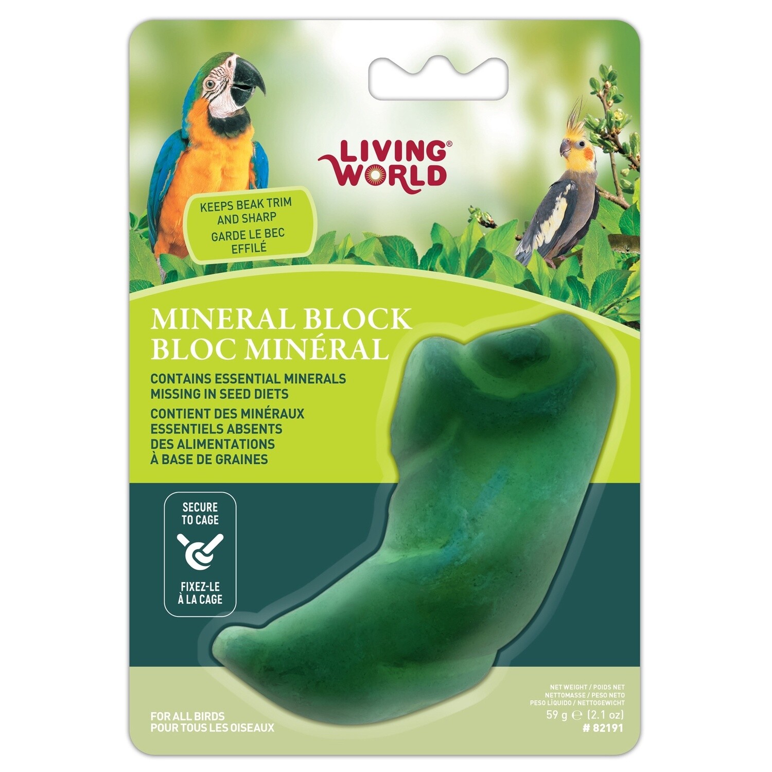 Living World Green Pepper-Shaped Mineral Block for Birds - 59 g (2.1 oz)