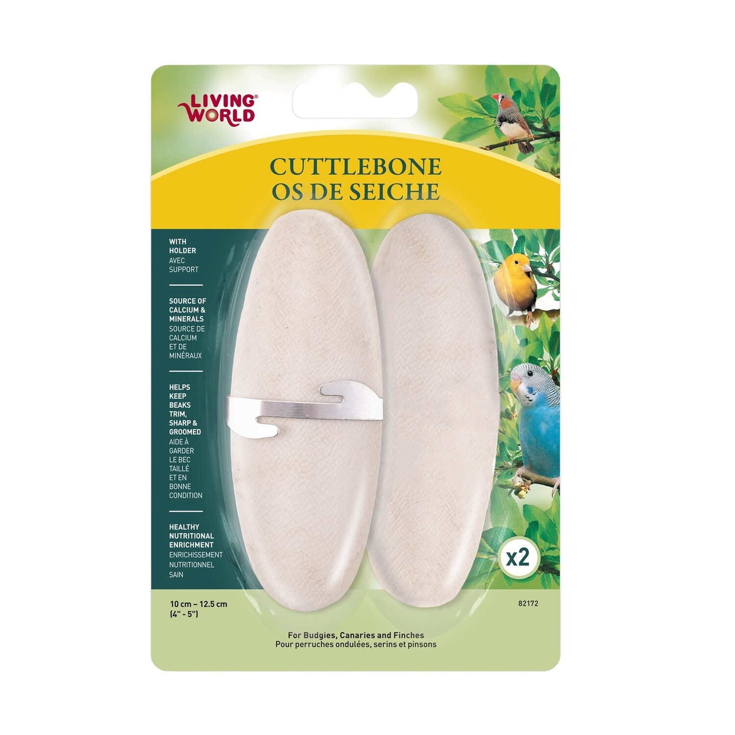 Living World Cuttlebone with Holder - Small - 12.5 cm (5in) - Twinpack