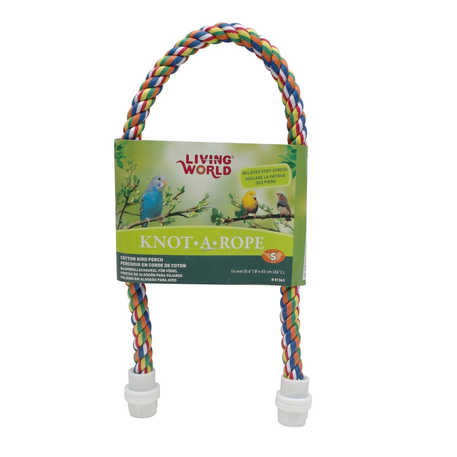 Living World Multi-Coloured Cotton Perch - 16 mm dia x 65 cm L