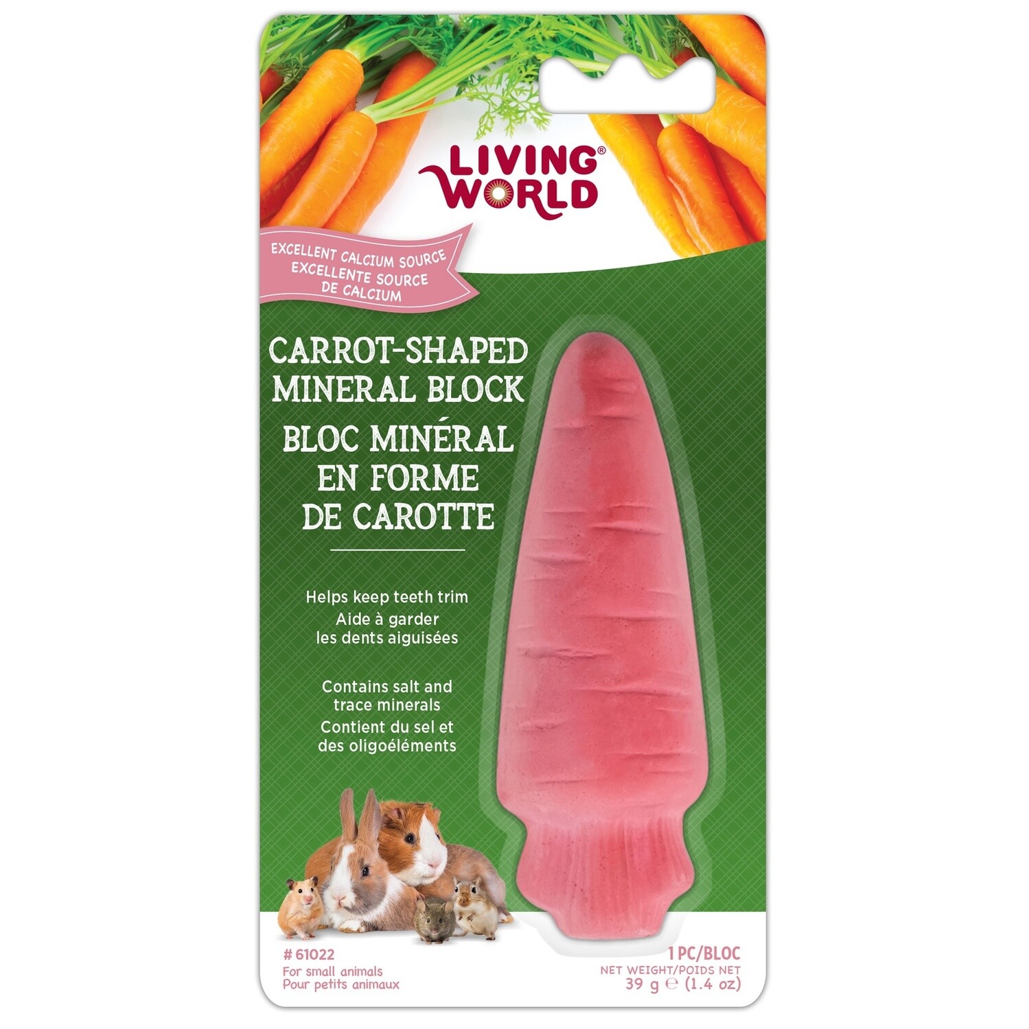 Living World Small Animal Mineral Stone - Carrot Shape, 55 g (2 oz)