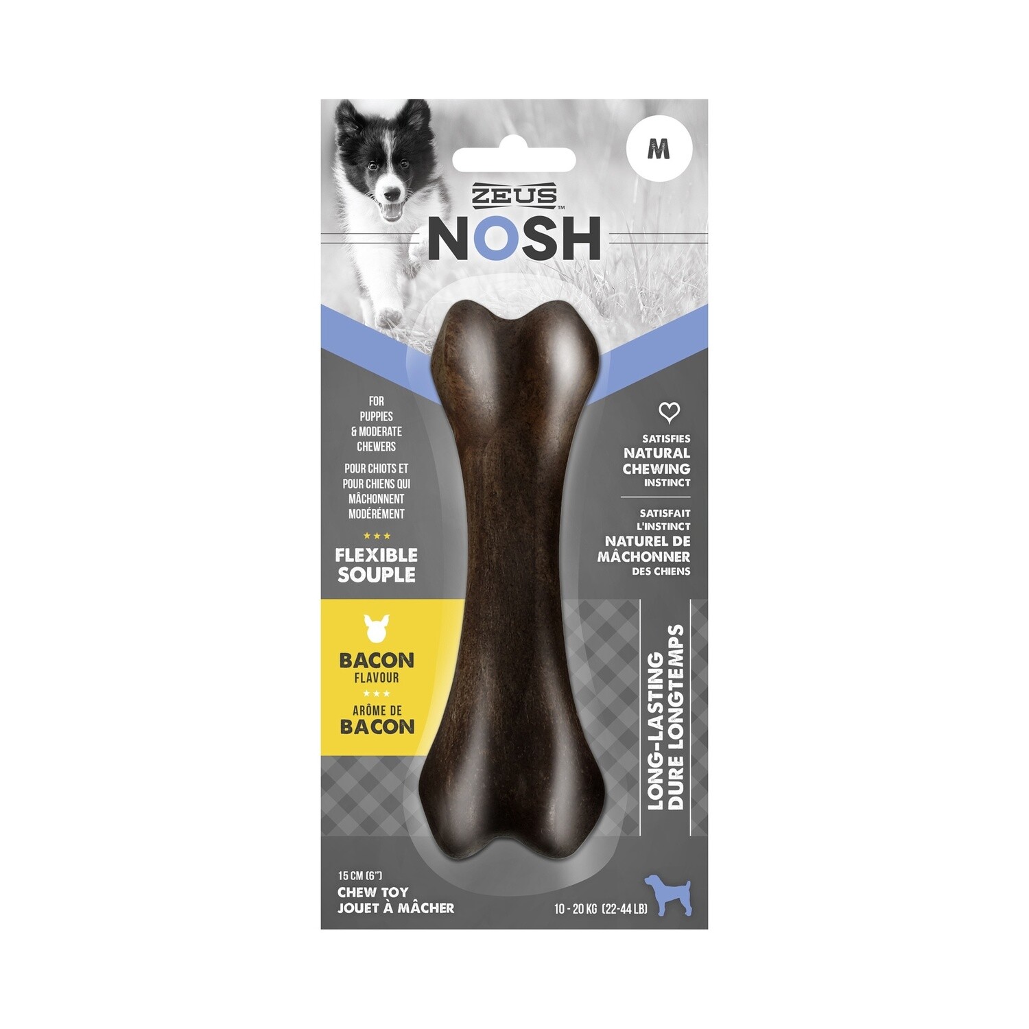 Zeus NOSH FLEXIBLE Chew Bone - Bacon Flavor - Medium - 15 cm (6 in)