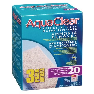 AquaClear 20 Ammonia Remover Filter Insert 3 pack, 198g (7oz)