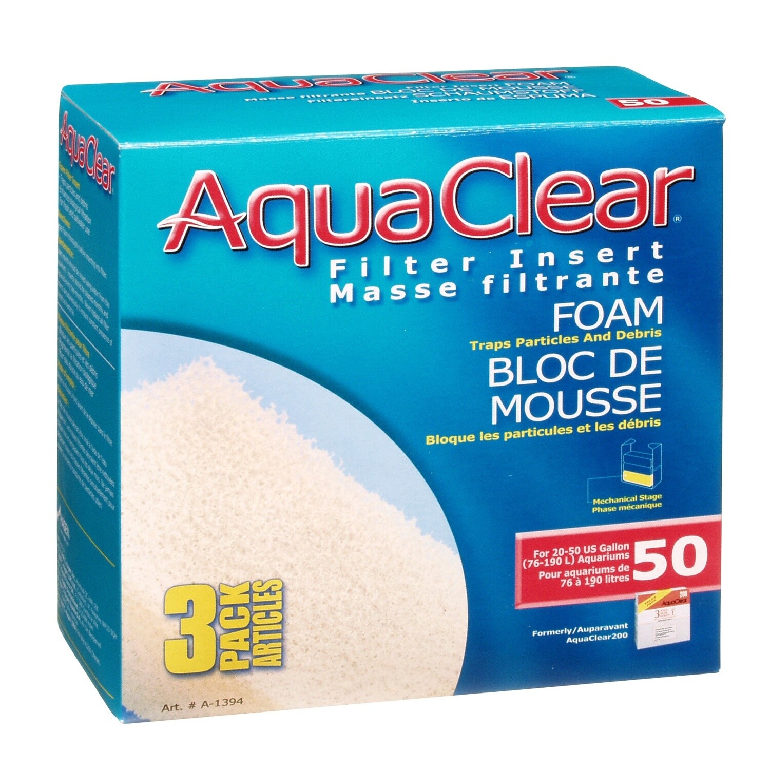 AquaClear 50 Foam Filter insert, 3 pack