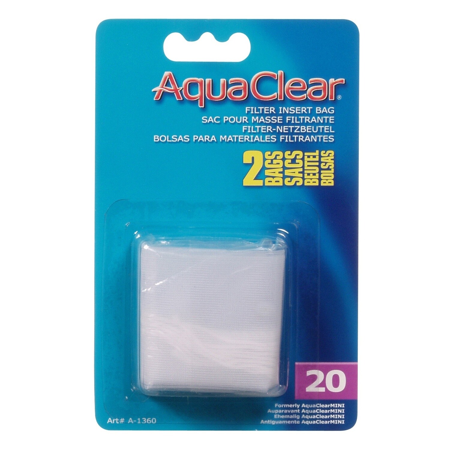 AquaClear Nylon Filter Media Bags for AquaClear 20 Power Filter, 2 pack