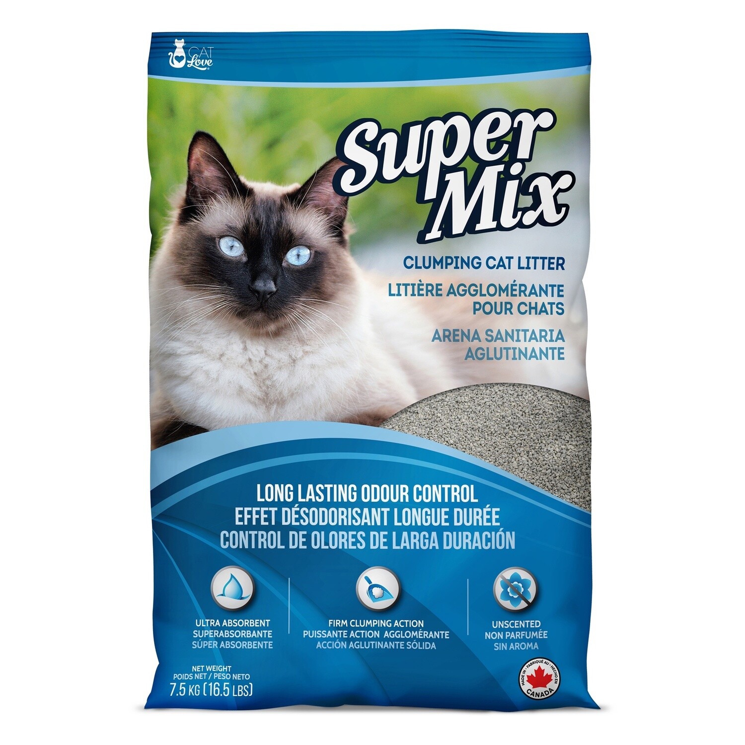 Cat Love Super Mix Unscented Clumping Cat Litter - 7.5 kg (16.5 lbs)