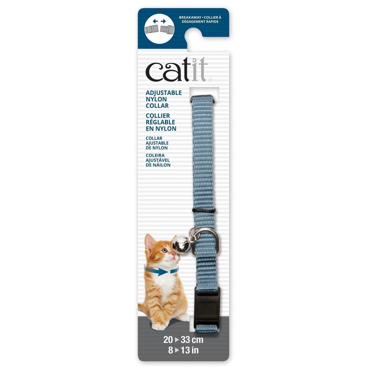 Catit Adjustable Breakaway Nylon Collar - Blue - 20-33 cm (8-13 in)