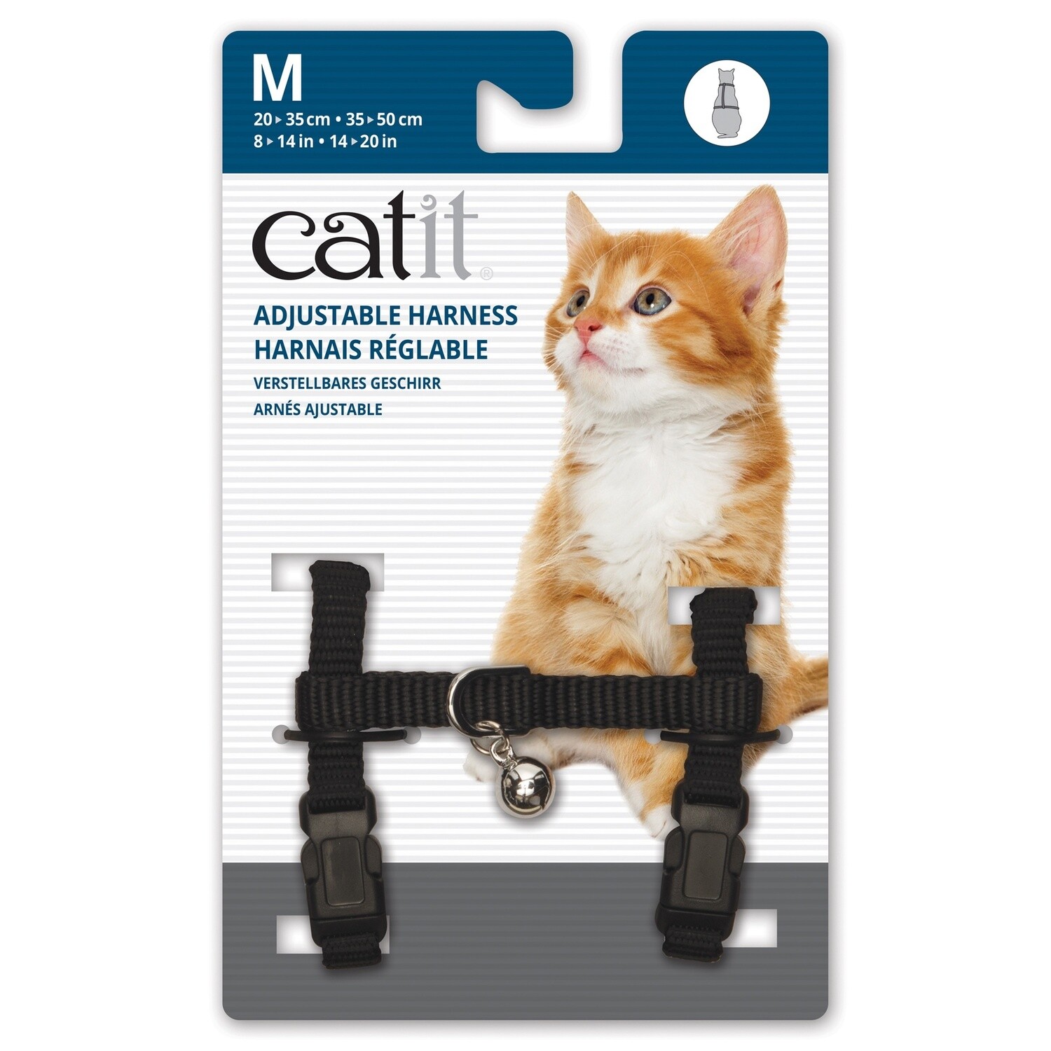 Catit Adjustable Nylon Harness - Black - Medium