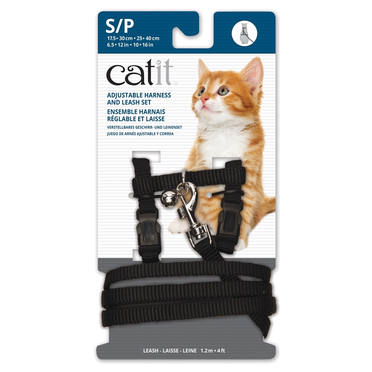 Catit Adjustable Nylon Harness &amp; Leash Set - Black - Small