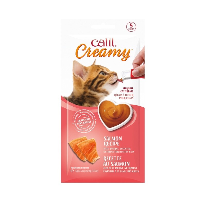 Catit Creamy Lickable Cat Treat - Salmon Flavour - 5 pack