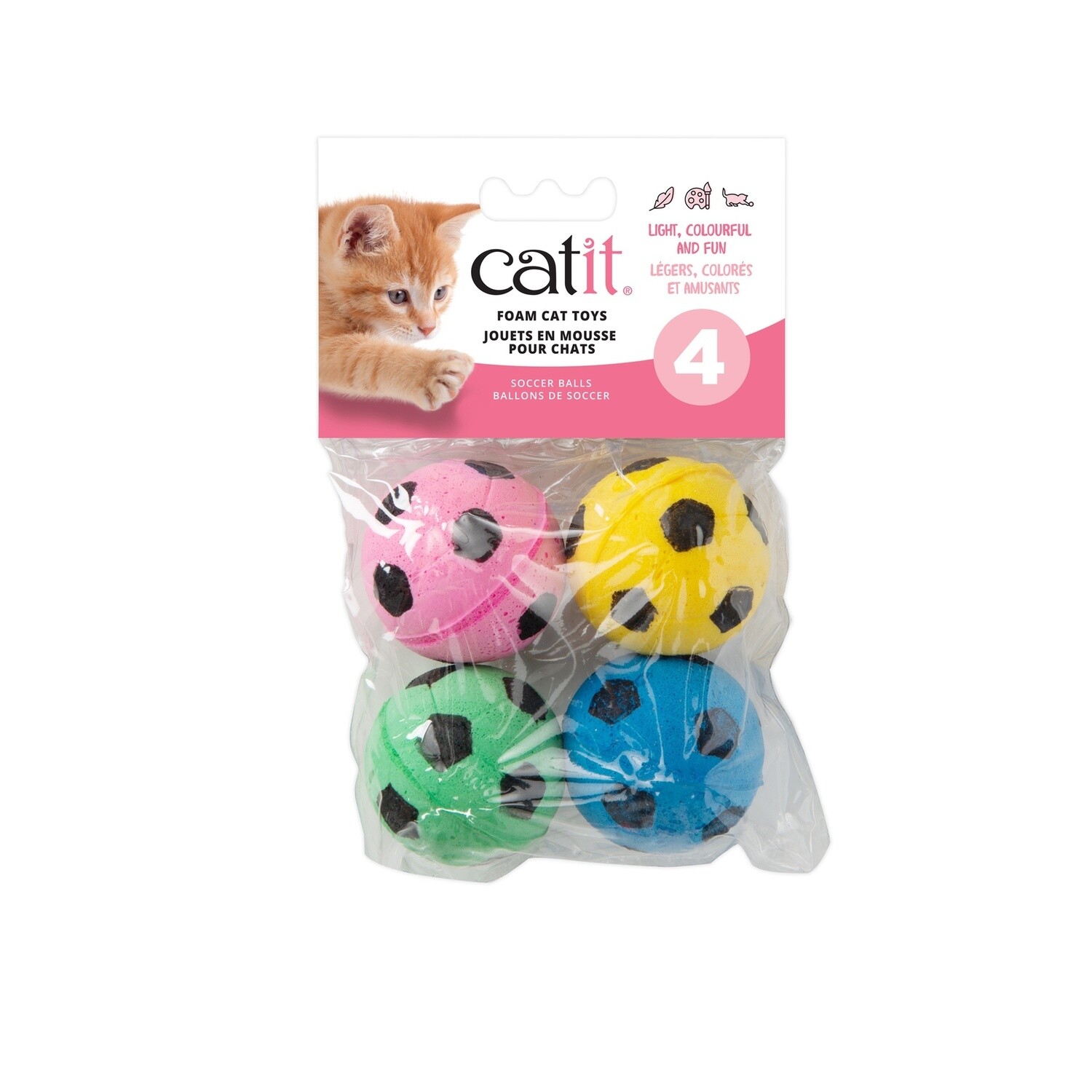 Catit Foamies Cat Toy Sponge Soccer Balls - 4 pieces