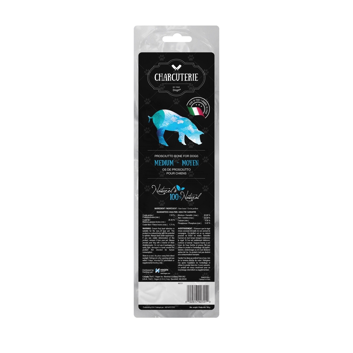 Charcuterie by Dogit Prosciutto Bone for Dogs - Medium (Tibia) - Min Wt 150 g (5.3 oz)