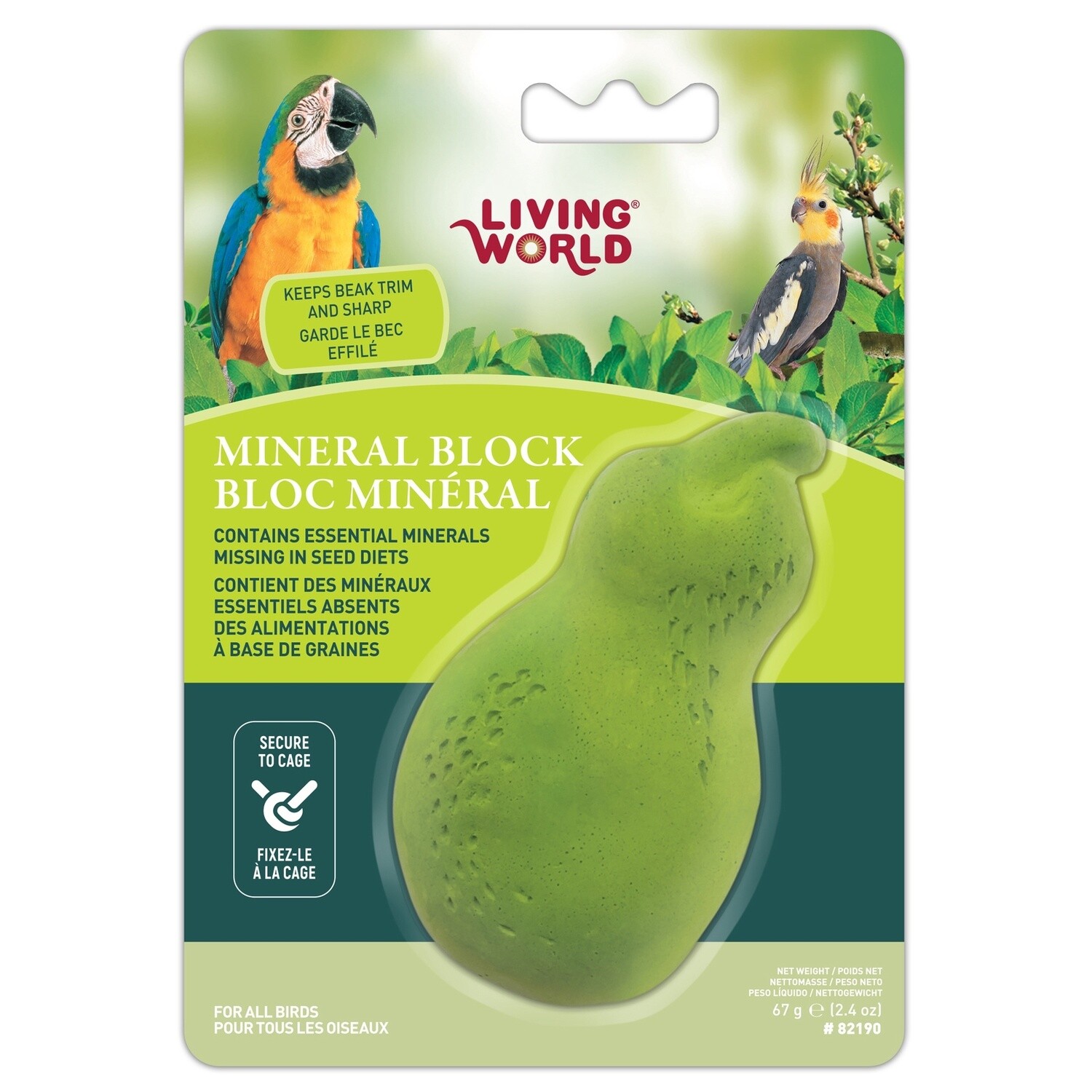 Living World Pear-Shaped Mineral Block for Birds - 67 g (2.4 oz)