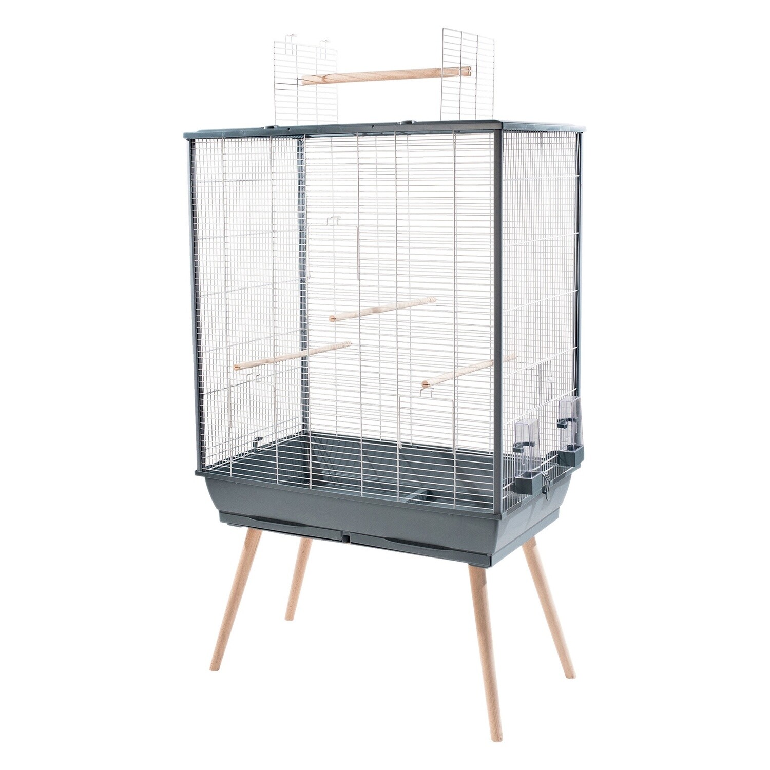 Zolux - Neo Jili XL Bird Cage - Wide Bars (15 mm) - Grey with White Wire - 81 x 48 x 132 cm